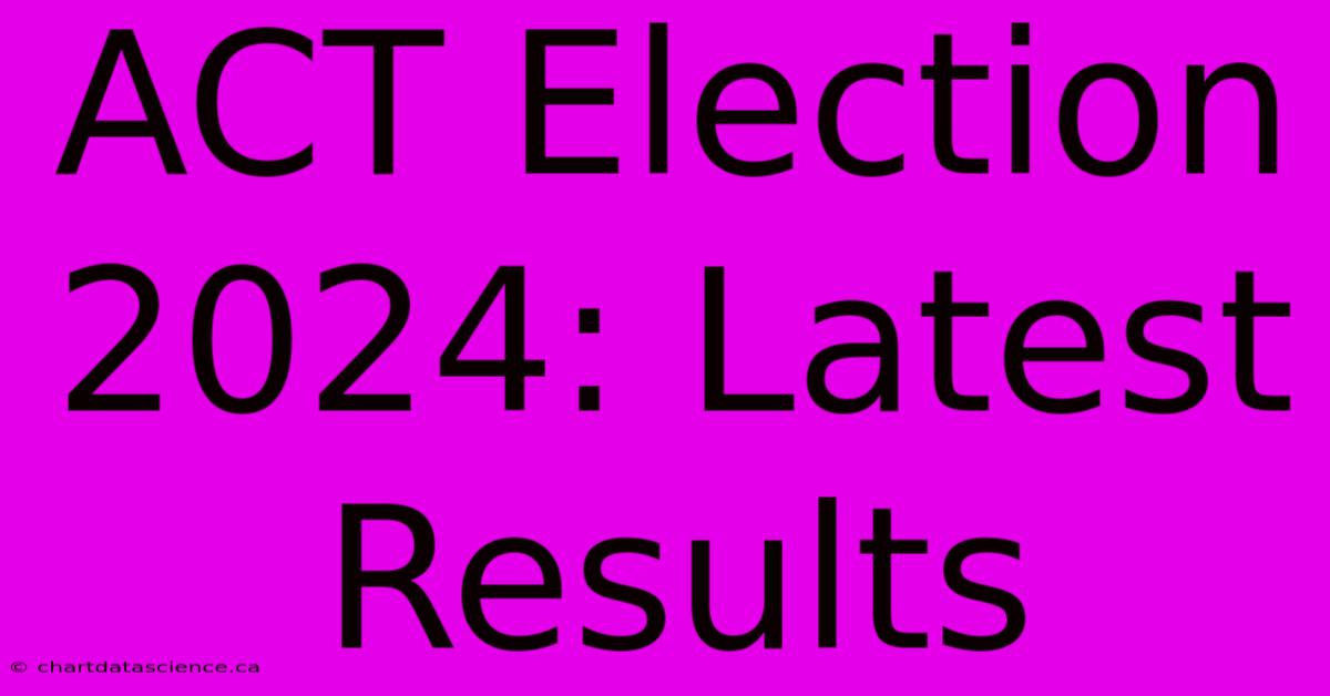 ACT Election 2024: Latest Results