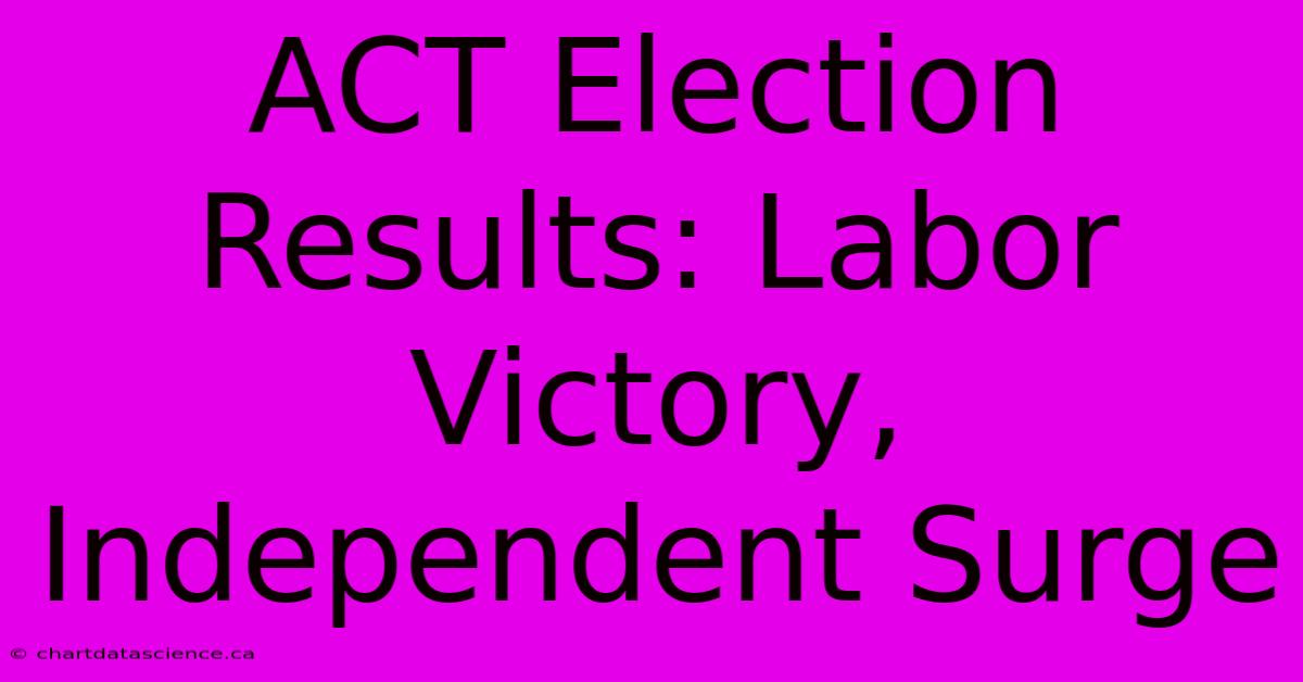 ACT Election Results: Labor Victory, Independent Surge