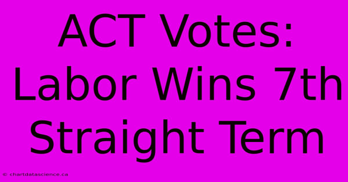 ACT Votes: Labor Wins 7th Straight Term