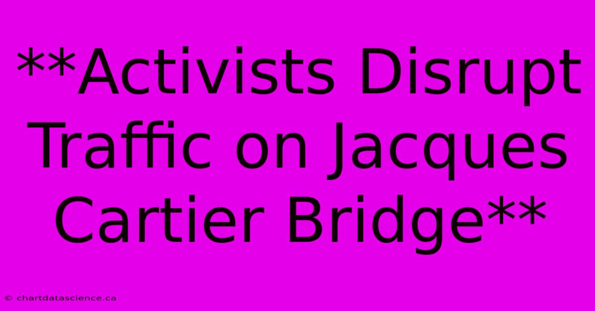 **Activists Disrupt Traffic On Jacques Cartier Bridge** 