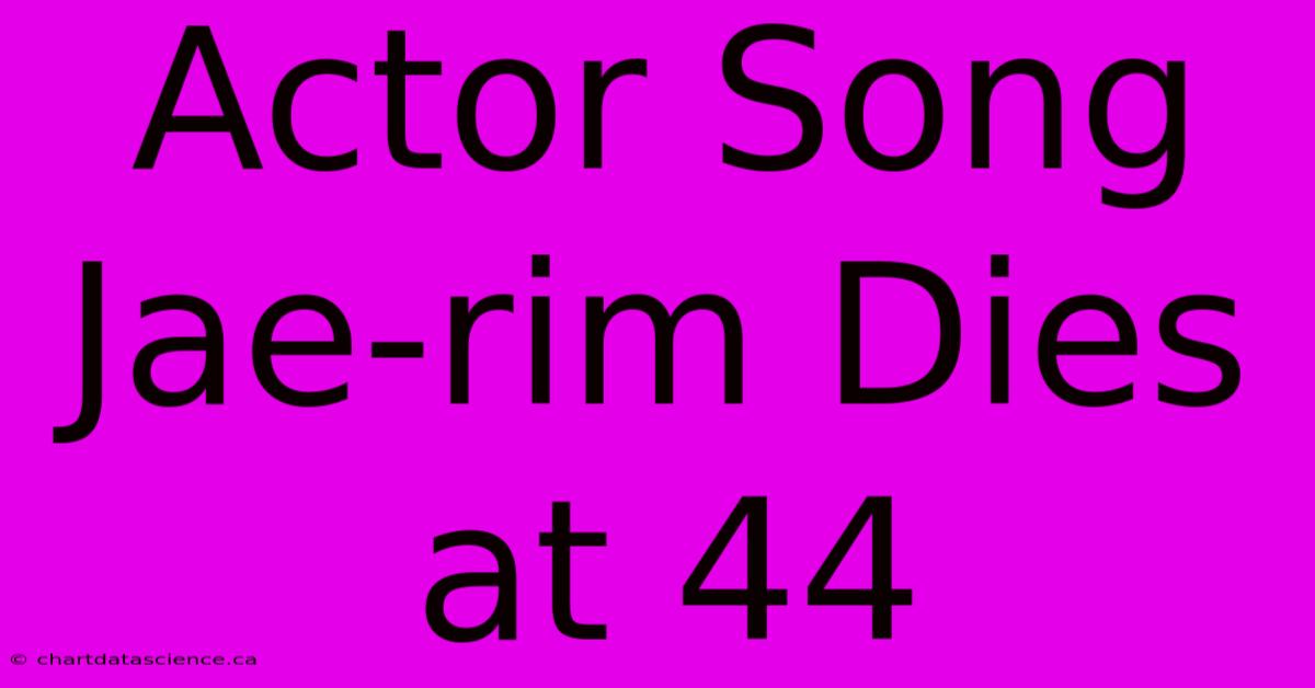 Actor Song Jae-rim Dies At 44