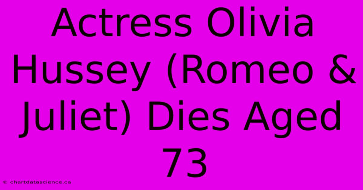 Actress Olivia Hussey (Romeo & Juliet) Dies Aged 73