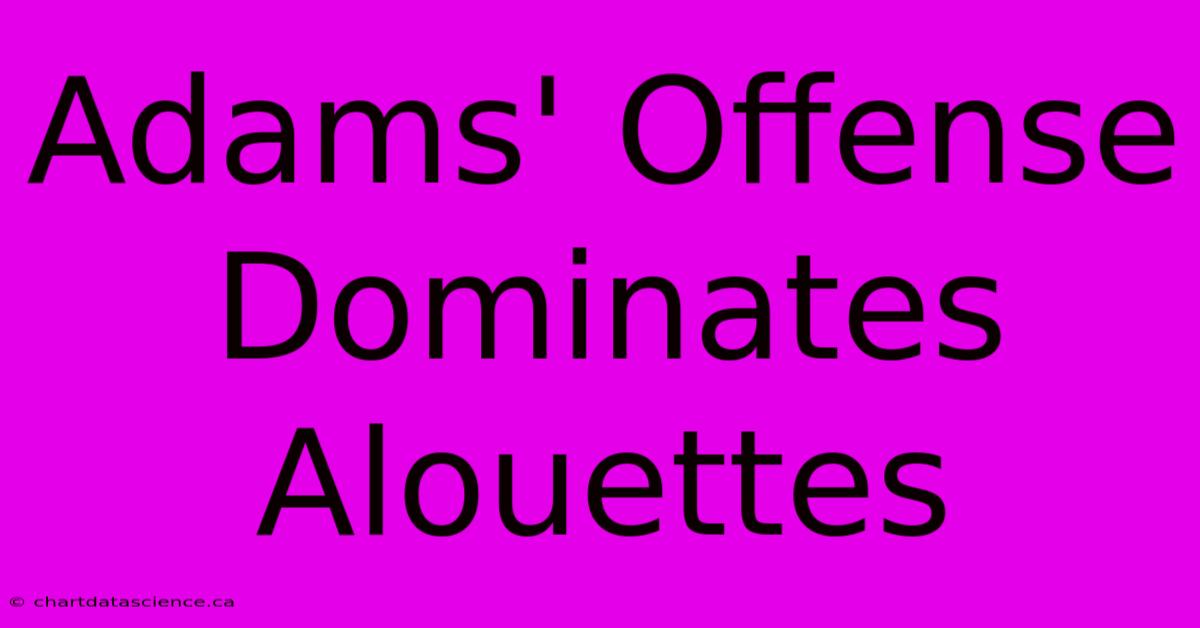 Adams' Offense Dominates Alouettes 