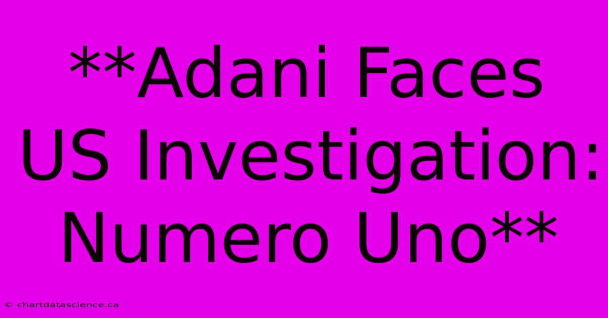 **Adani Faces US Investigation: Numero Uno**