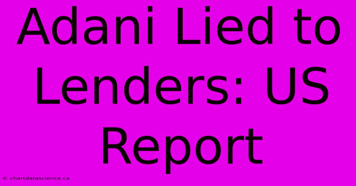 Adani Lied To Lenders: US Report