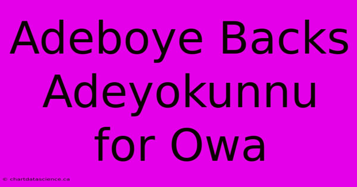 Adeboye Backs Adeyokunnu For Owa