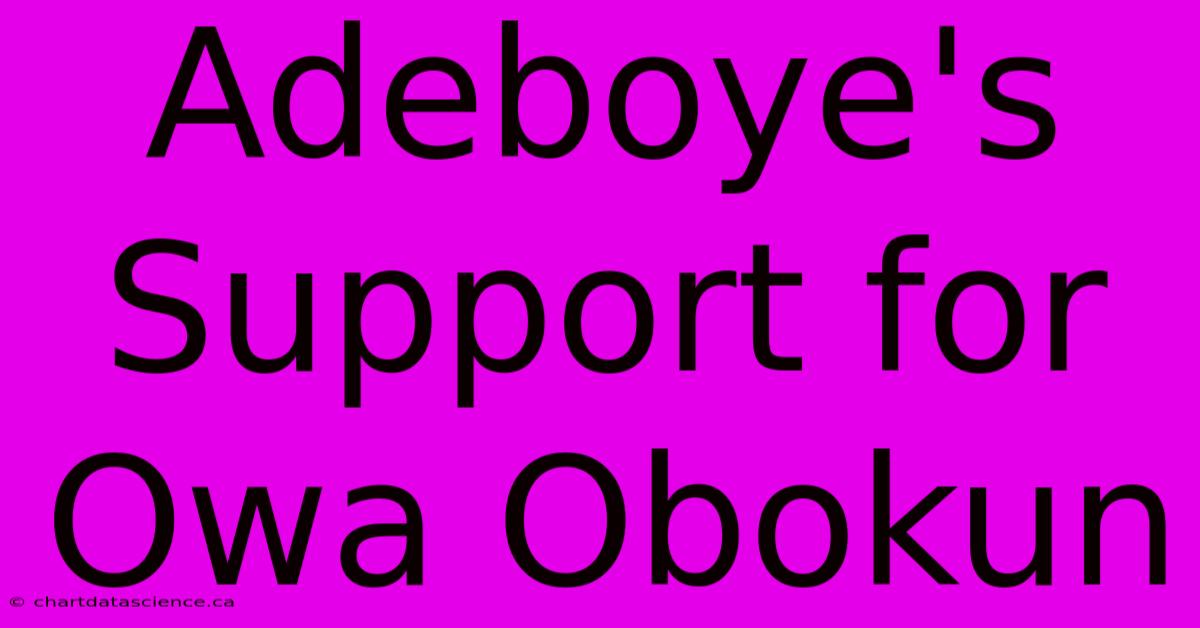 Adeboye's Support For Owa Obokun