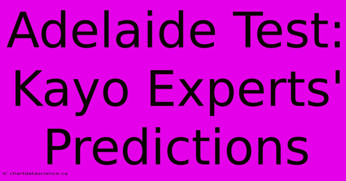 Adelaide Test: Kayo Experts' Predictions