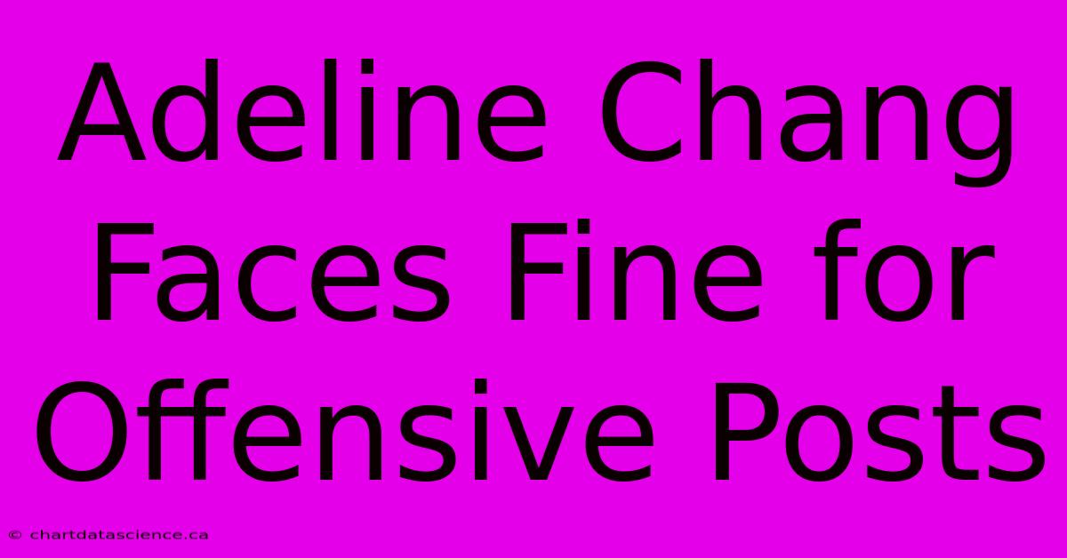 Adeline Chang Faces Fine For Offensive Posts