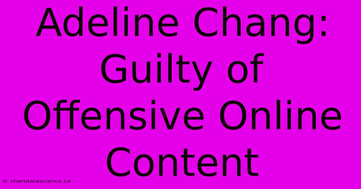 Adeline Chang: Guilty Of Offensive Online Content