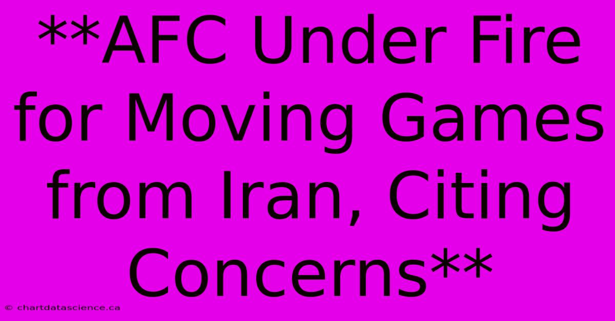 **AFC Under Fire For Moving Games From Iran, Citing Concerns**