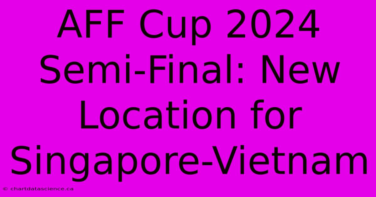 AFF Cup 2024 Semi-Final: New Location For Singapore-Vietnam