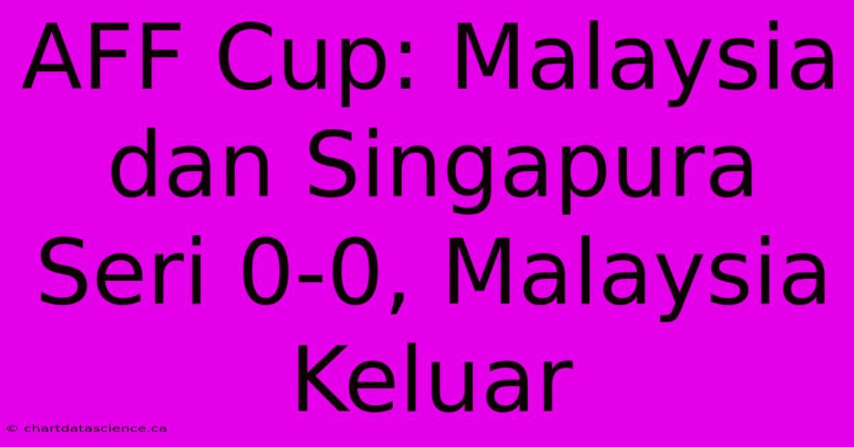 AFF Cup: Malaysia Dan Singapura Seri 0-0, Malaysia Keluar