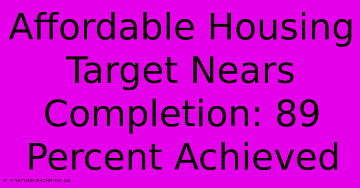 Affordable Housing Target Nears Completion: 89 Percent Achieved