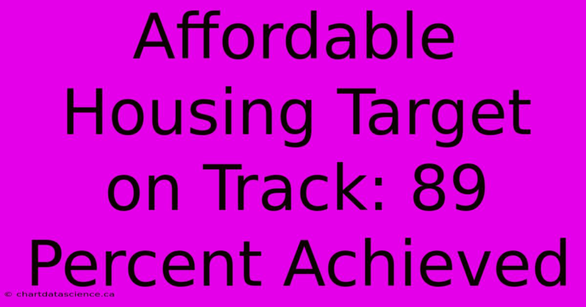 Affordable Housing Target On Track: 89 Percent Achieved