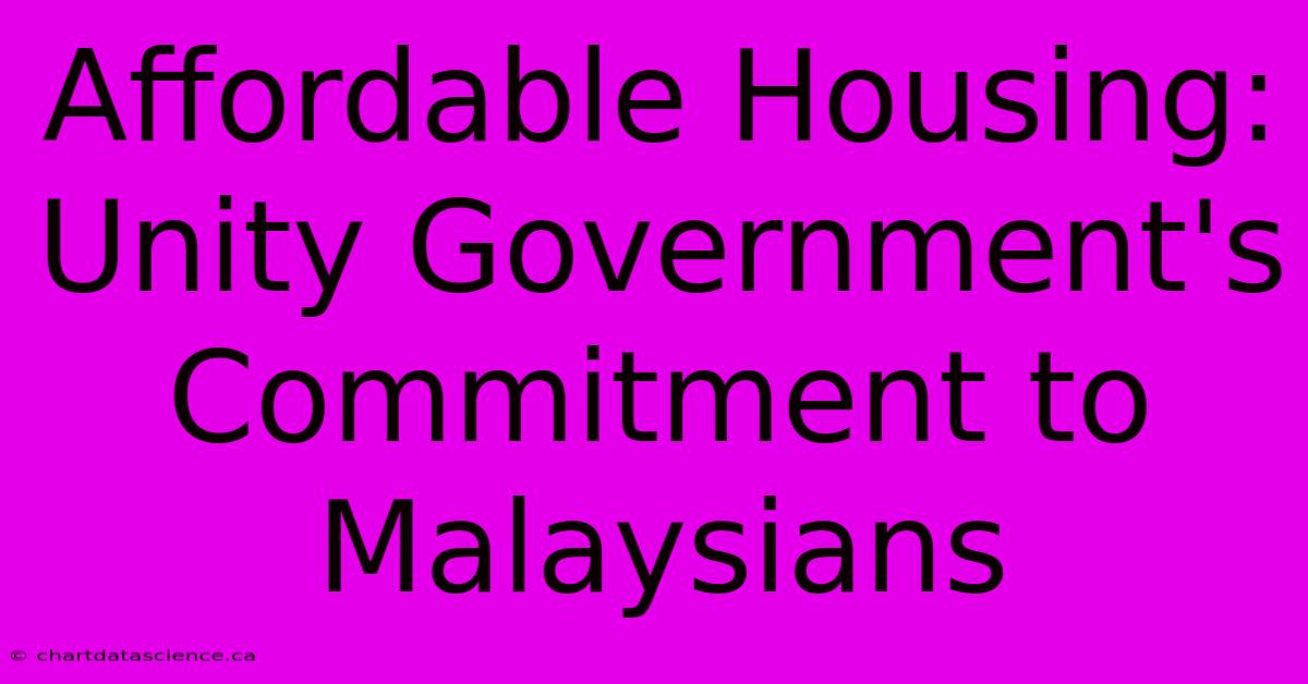 Affordable Housing: Unity Government's Commitment To Malaysians