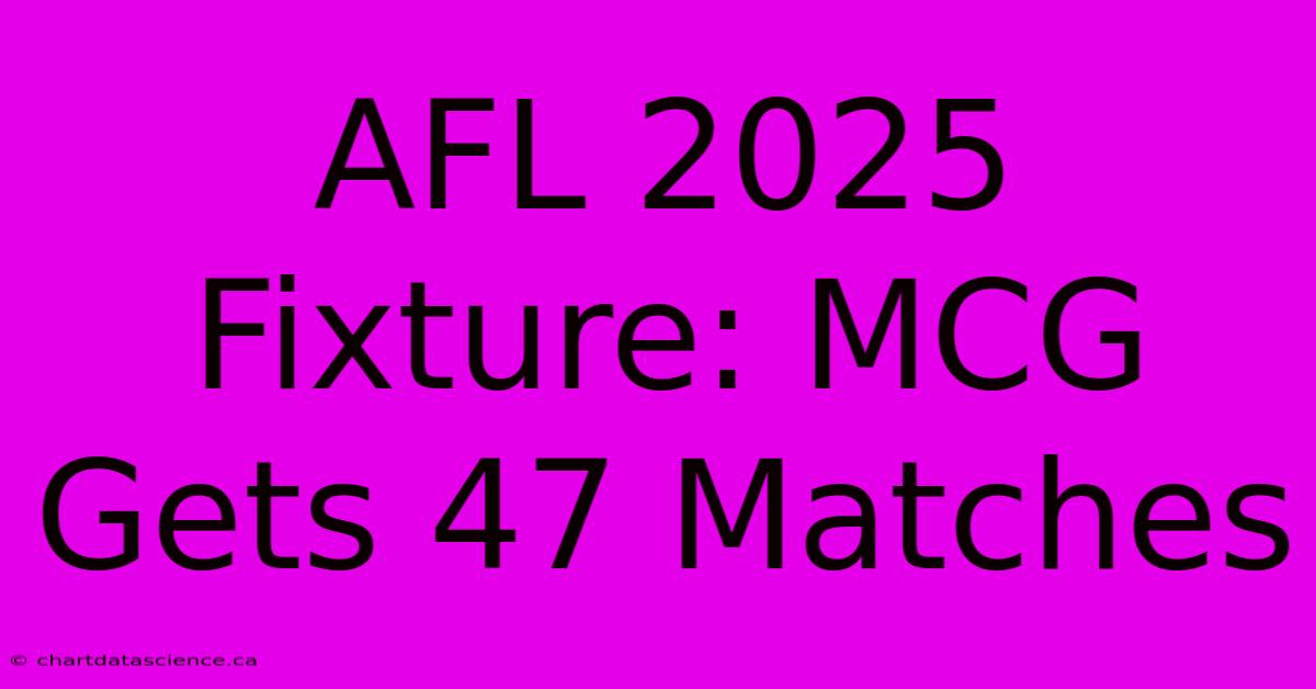 AFL 2025 Fixture: MCG Gets 47 Matches