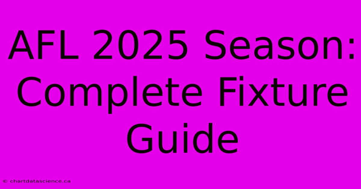 AFL 2025 Season: Complete Fixture Guide