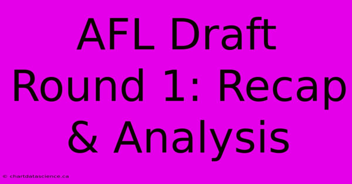 AFL Draft Round 1: Recap & Analysis