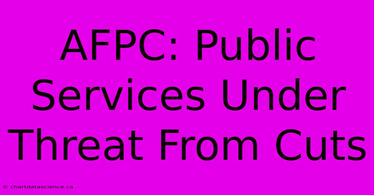 AFPC: Public Services Under Threat From Cuts 