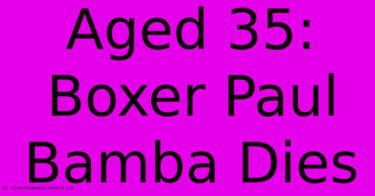 Aged 35, Boxer Paul Bamba Dies