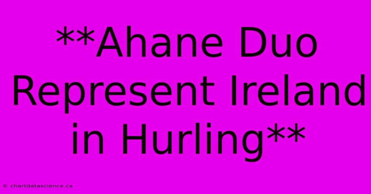 **Ahane Duo Represent Ireland In Hurling**