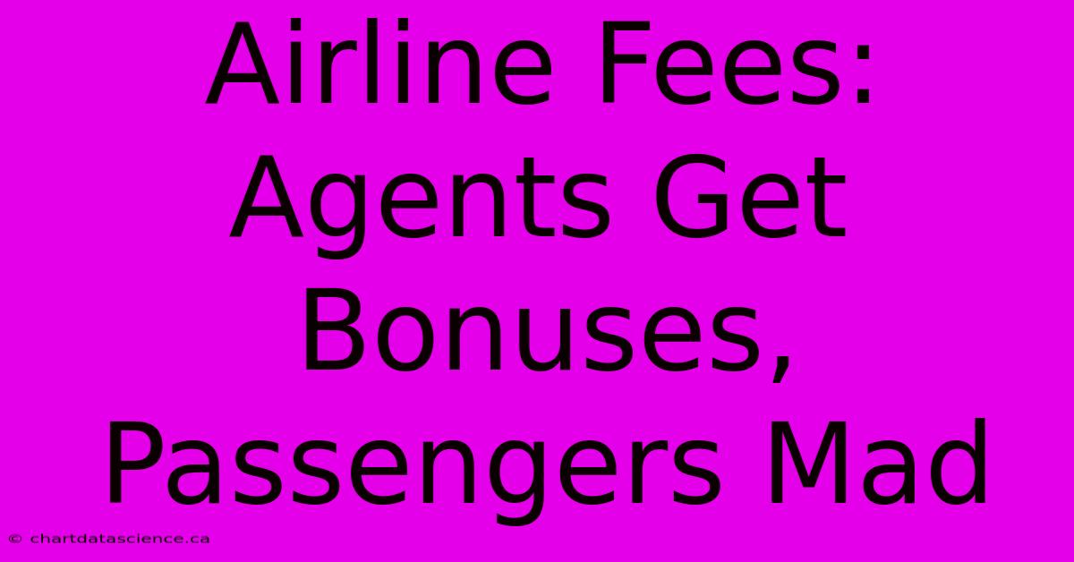 Airline Fees: Agents Get Bonuses, Passengers Mad