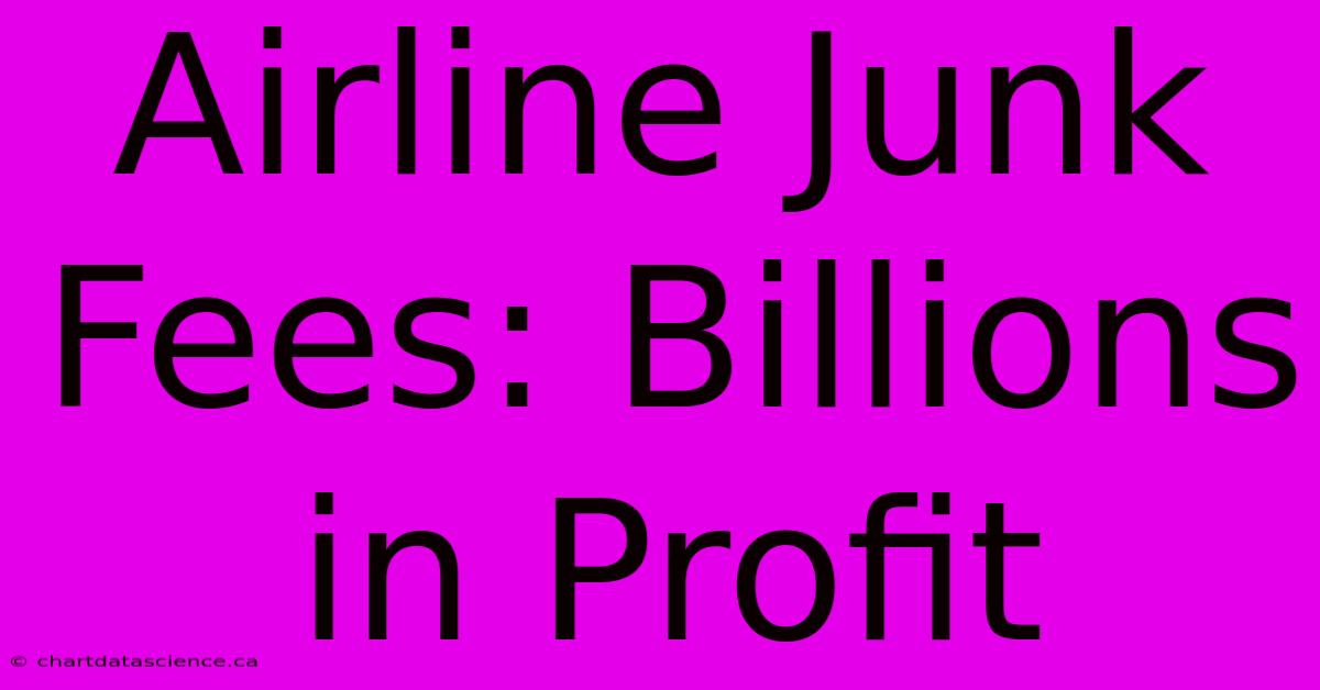 Airline Junk Fees: Billions In Profit