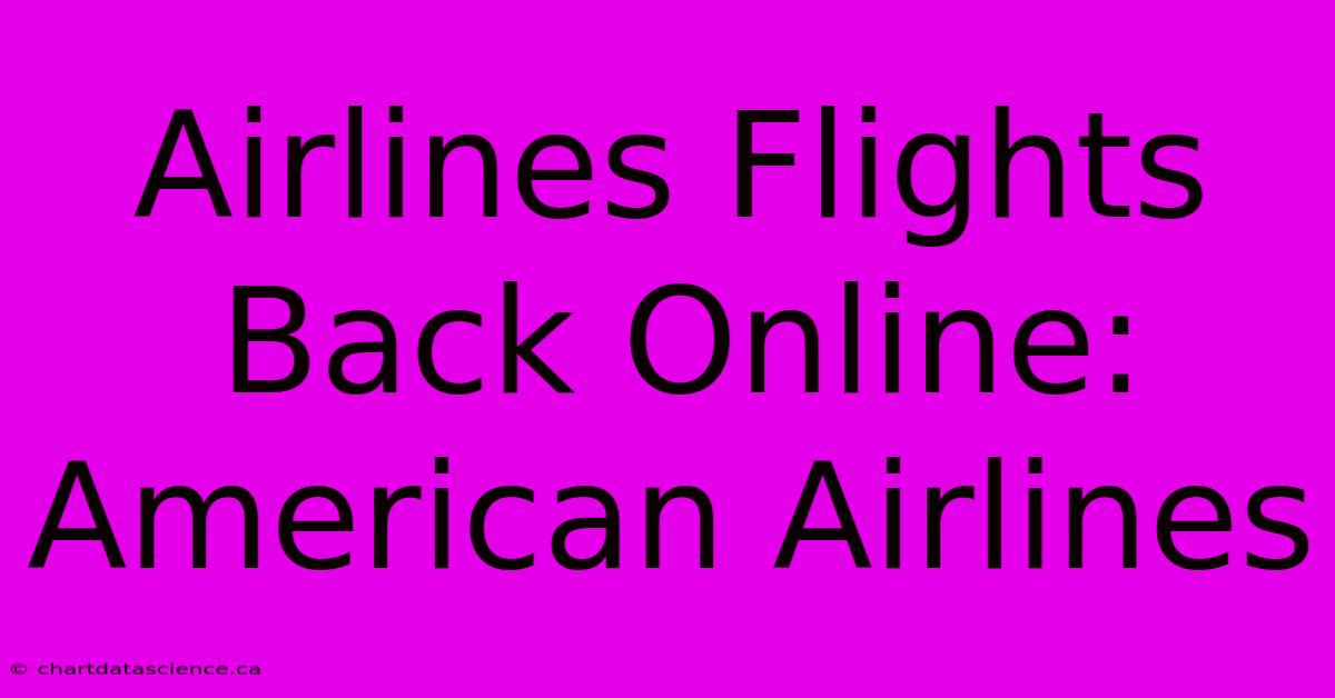 Airlines Flights Back Online: American Airlines