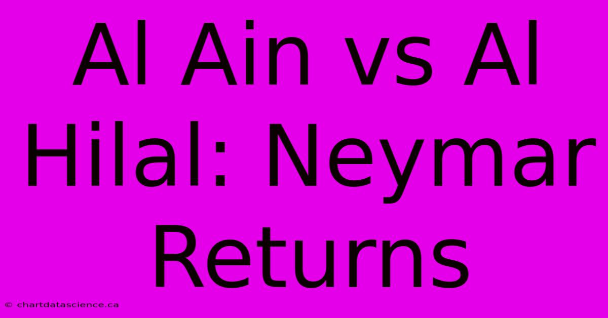 Al Ain Vs Al Hilal: Neymar Returns