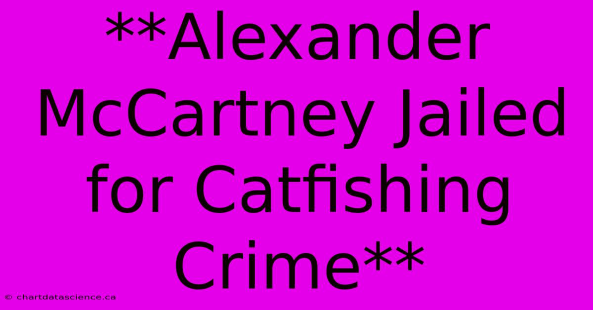 **Alexander McCartney Jailed For Catfishing Crime**