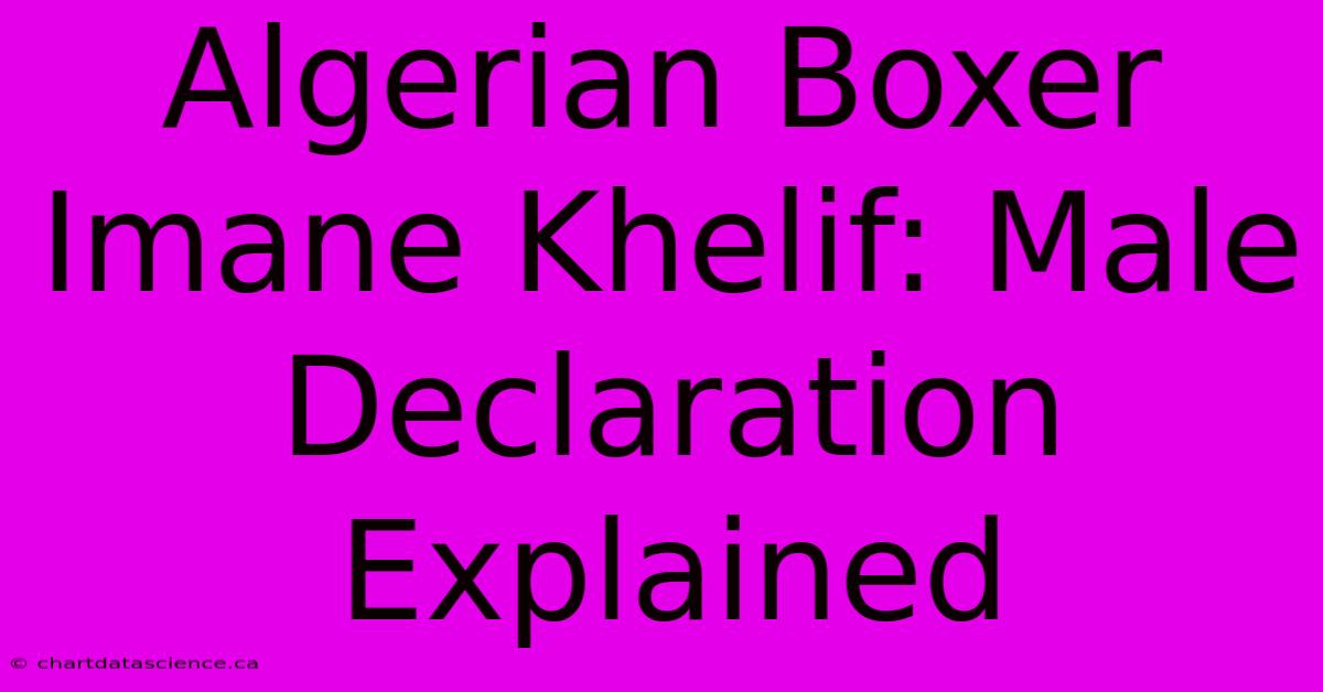 Algerian Boxer Imane Khelif: Male Declaration Explained