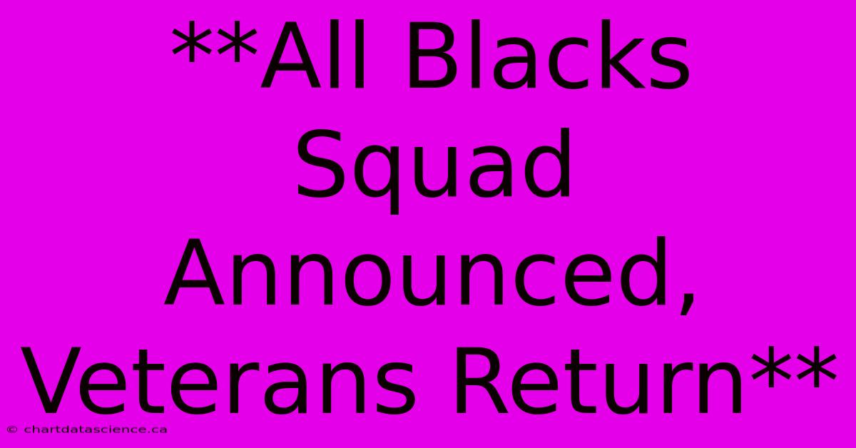 **All Blacks Squad Announced, Veterans Return** 