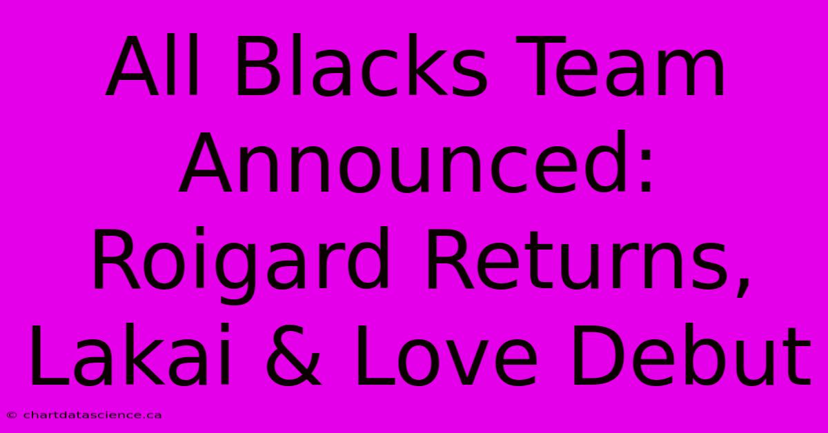 All Blacks Team Announced: Roigard Returns, Lakai & Love Debut 