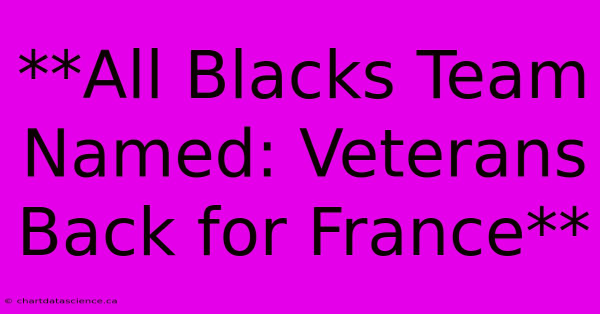 **All Blacks Team Named: Veterans Back For France** 