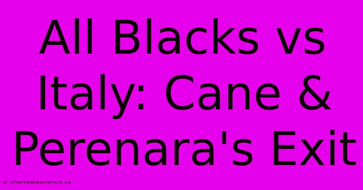 All Blacks Vs Italy: Cane & Perenara's Exit