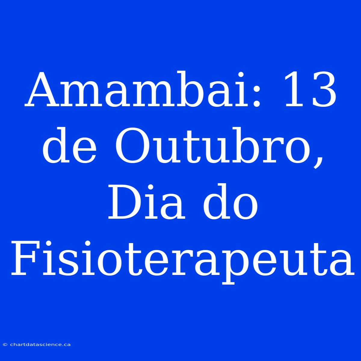 Amambai: 13 De Outubro, Dia Do Fisioterapeuta