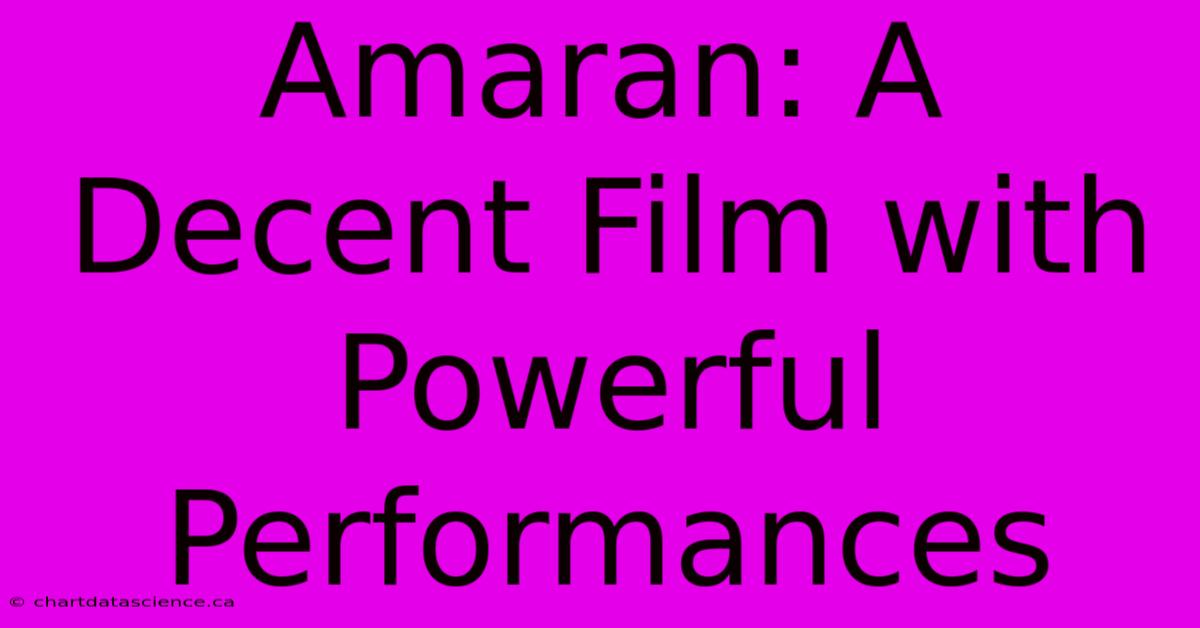 Amaran: A Decent Film With Powerful Performances