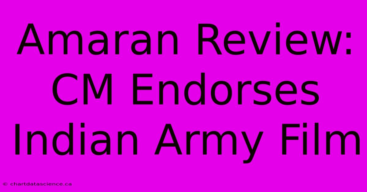 Amaran Review: CM Endorses Indian Army Film