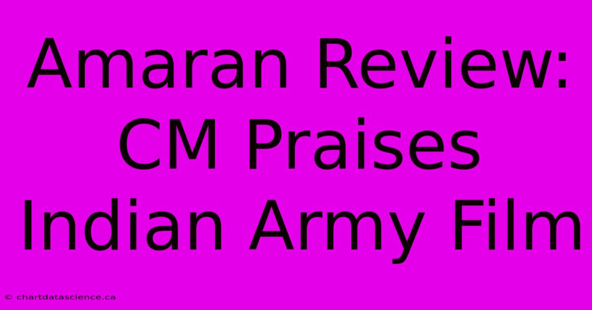 Amaran Review: CM Praises Indian Army Film