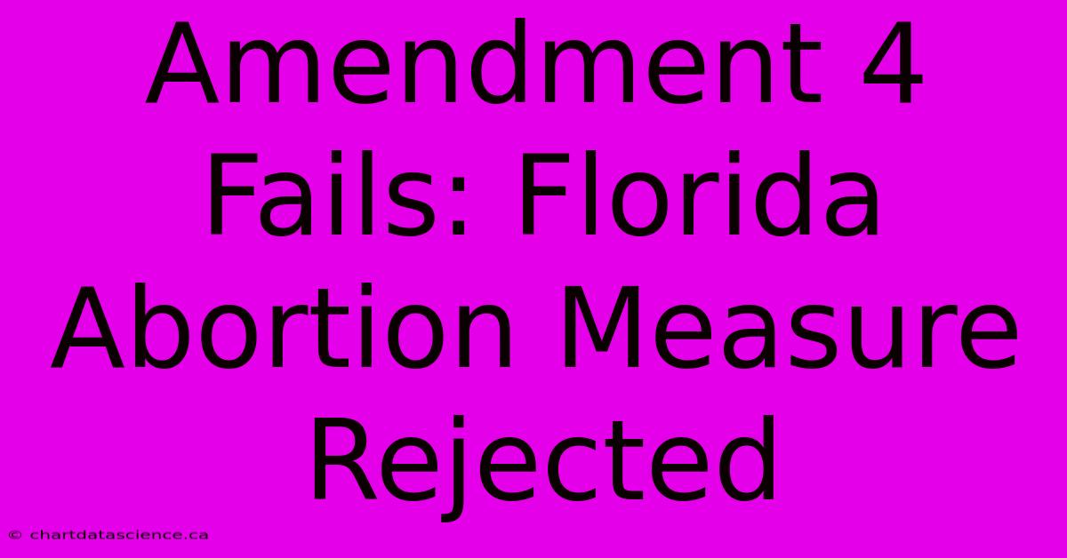 Amendment 4 Fails: Florida Abortion Measure Rejected 