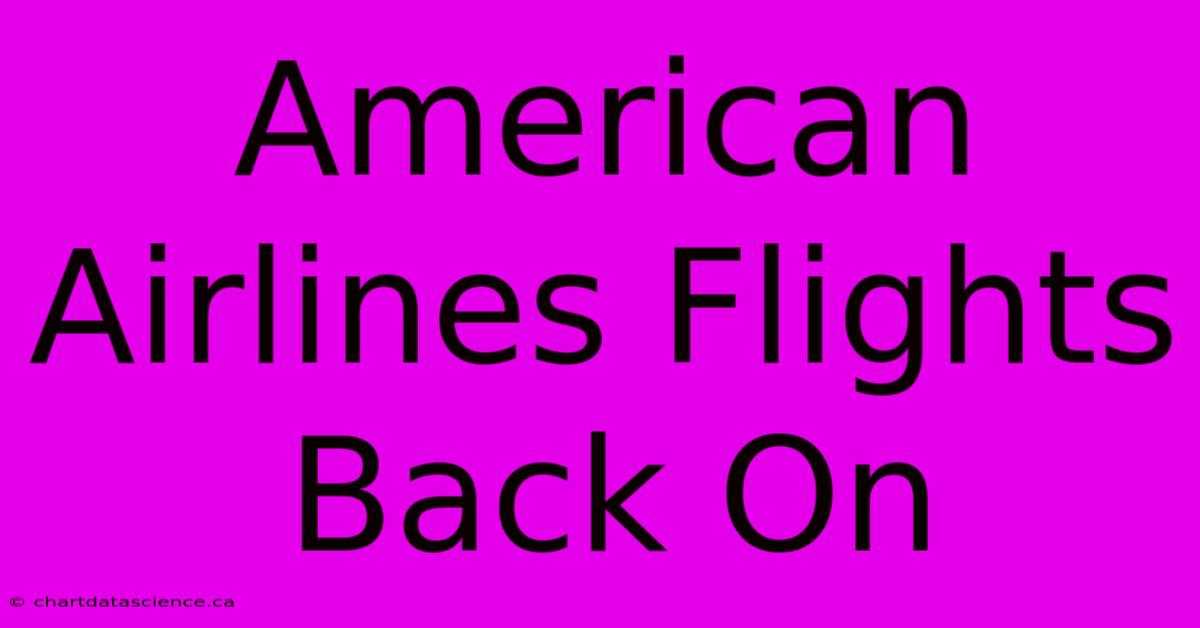 American Airlines Flights Back On