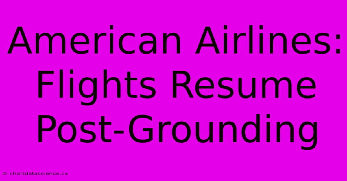 American Airlines: Flights Resume Post-Grounding