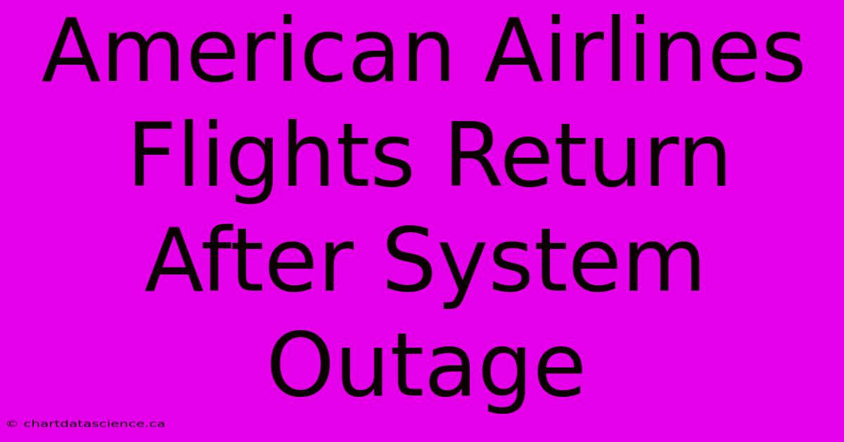 American Airlines Flights Return After System Outage