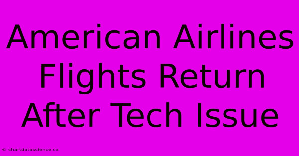 American Airlines Flights Return After Tech Issue