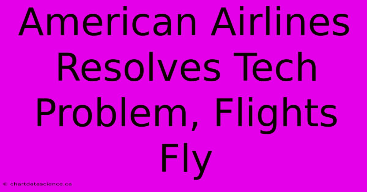 American Airlines Resolves Tech Problem, Flights Fly