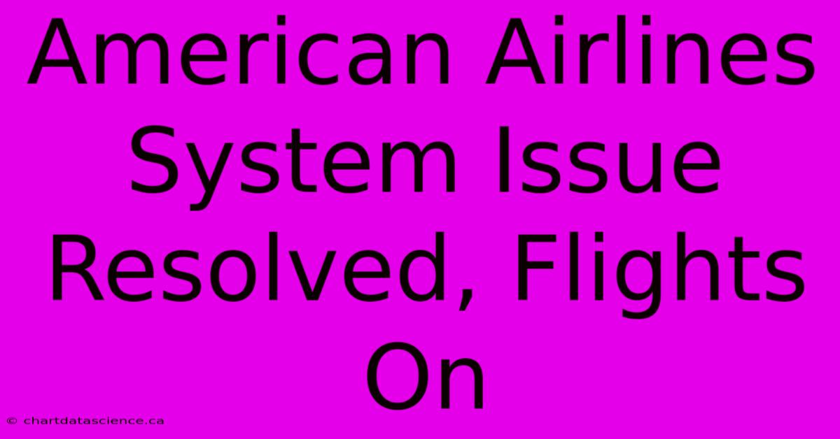 American Airlines System Issue Resolved, Flights On