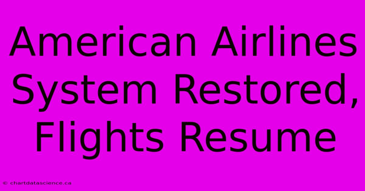 American Airlines System Restored, Flights Resume