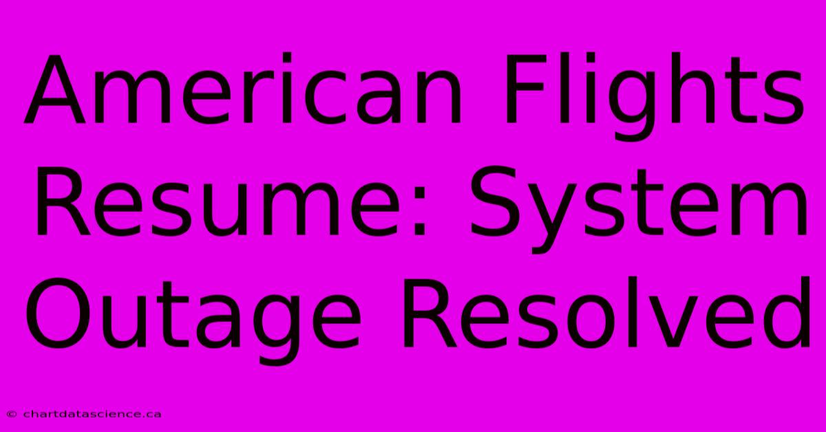 American Flights Resume: System Outage Resolved