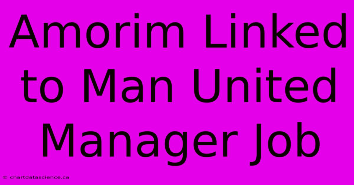 Amorim Linked To Man United Manager Job